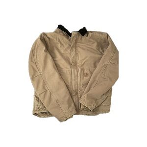 Vintage Carhartt Mens Blanket faux Sherpa Lined Barn Coat Zip  Brown L tall